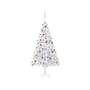 vidaXL Arbre de Noël artificiel pré-éclairé/boules 210 cm 910 branches pas cher