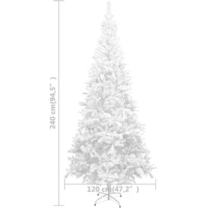vidaXL Arbre de Noël artificiel pré-éclairé et boules L 240 cm blanc pas cher