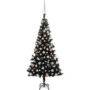 vidaXL Arbre de Noël artificiel pré-éclairé et boules noir 120 cm PVC