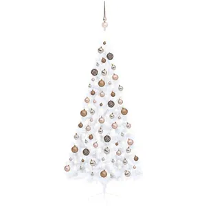 vidaXL Demi-arbre de Noël artificiel pré-éclairé et boules blanc 180cm pas cher