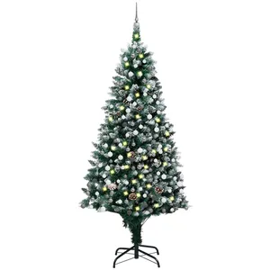 vidaXL Arbre de Noël artificiel pré-éclairé/boules pommes de pin 240cm pas cher