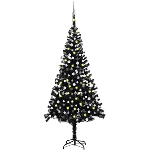 vidaXL Arbre de Noël artificiel pré-éclairé et boules noir 240 cm PVC