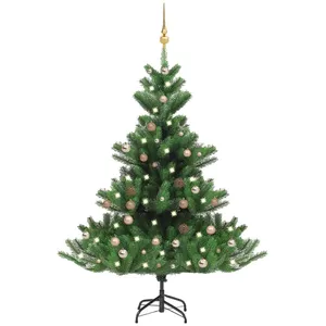 vidaXL Sapin de Noël artificiel Nordmann avec LED et boules Vert 180cm