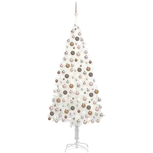 vidaXL Arbre de Noël artificiel pré-éclairé et boules blanc 210 cm pas cher
