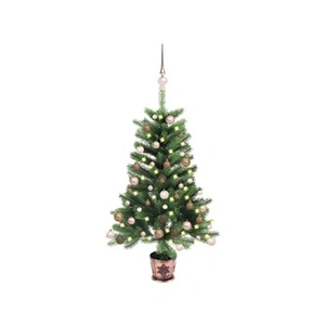 vidaXL Arbre de Noël artificiel pré-éclairé et boules 65 cm vert