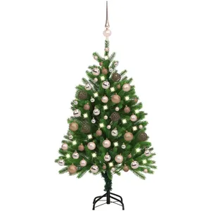 vidaXL Arbre de Noël artificiel pré-éclairé et boules 120 cm vert pas cher