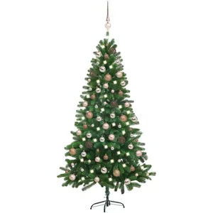 Comparateur de prix : vidaXL Arbre de Noël artificiel pré-éclairé et boules 150 cm Vert