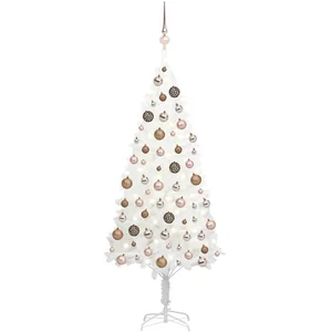 vidaXL Arbre de Noël artificiel pré-éclairé et boules blanc 150 cm pas cher