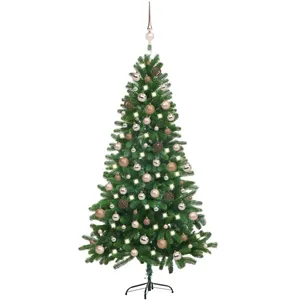 vidaXL Arbre de Noël artificiel pré-éclairé et boules 180 cm vert pas cher