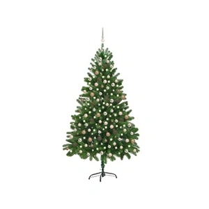 vidaXL Arbre de Noël artificiel pré-éclairé et boules 210 cm vertVendu parcarrefour