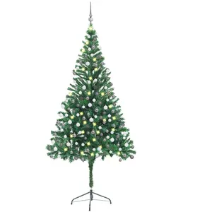 vidaXL Arbre de Noël artificiel pré-éclairé/boules 210 cm 910 branches pas cher