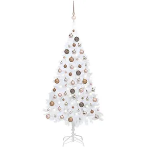 vidaXL Arbre de Noël artificiel pré-éclairé et boules blanc 120 cm PVC