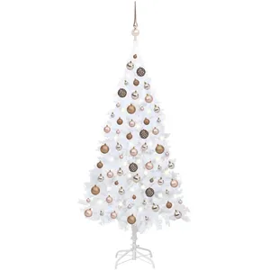 vidaXL Arbre de Noël artificiel pré-éclairé et boules blanc 150 cm PVC