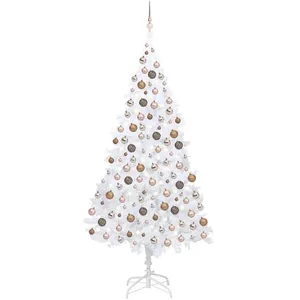 vidaXL Arbre de Noël artificiel pré-éclairé et boules blanc 240 cm pas cher
