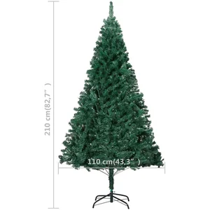 vidaXL Arbre de Noël artificiel pré-éclairé et boules vert 210 cm PVC pas cher