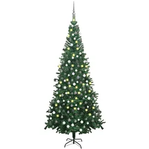 vidaXL Arbre de Noël artificiel pré-éclairé et boules L 240 cm vert pas cher