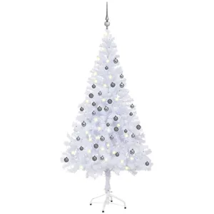 vidaXL Arbre de Noël artificiel pré-éclairé/boules 120 cm 230 branches pas cher