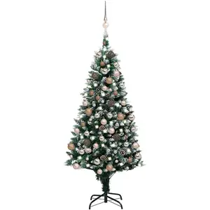 vidaXL Arbre de Noël artificiel pré-éclairé/boules pommes de pin 150cm pas cher