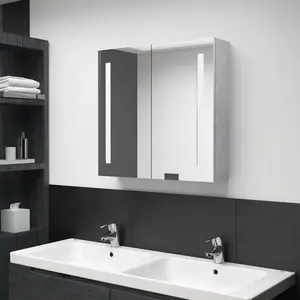 Non communiqué vidaXL Armoire de salle de bain à miroir LED Gris béton 62x14x60 cm pas cher