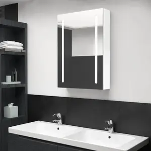 Comparateur de prix : Non communiqué vidaXL Armoire de salle de bain à miroir LED Blanc brillant 50x13x70cm