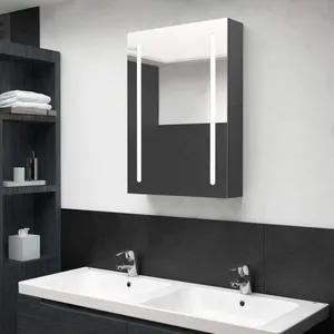 vidaXL Armoire de salle de bain à miroir LED gris 50x13x70 cm pas cher