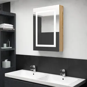 Comparateur de prix : vidaXL Armoire de salle de bain à miroir LED Chêne 50x13x70 cm
