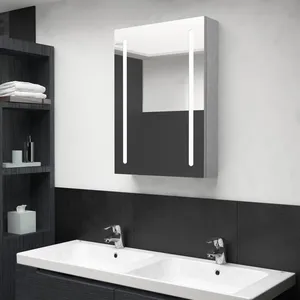 vidaXL Armoire de salle de bain à miroir LED gris béton 50x13x70 cm pas cher
