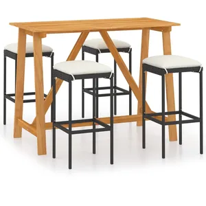 vidaXL Ensemble de bar de jardin avec coussins 5 pcs Noir pas cher