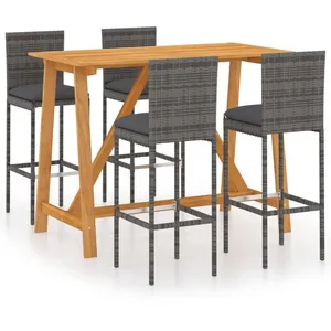 vidaXL Ensemble de bar de jardin avec coussins 5 pcs Gris pas cher