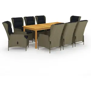 Comparateur de prix : vidaXL Ensemble de salle à manger de jardin 9 pcs Marron