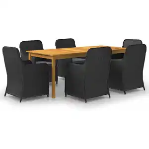 vidaXL Ensemble de salle à manger de jardin 7 pcs Noir pas cher