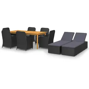 Comparateur de prix : vidaXL Ensemble de salle à manger de jardin 9 pcs Noir