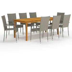 vidaXL Ensemble de salle à manger de jardin 9 pcs Gris pas cher