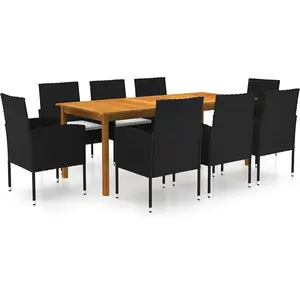 vidaXL Ensemble de salle à manger de jardin 9 pcs Noir pas cher