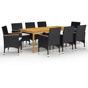 vidaXL Ensemble de salle à manger de jardin 9 pcs Noir pas cher