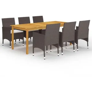 vidaXL Ensemble de salle à manger de jardin 7 pcs Marron pas cher