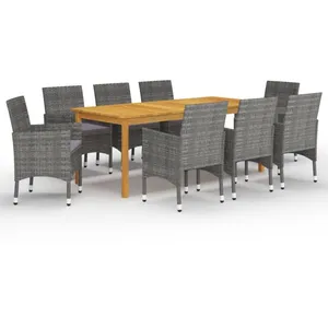 vidaXL Ensemble de salle à manger de jardin 9 pcs Gris pas cher
