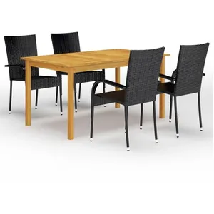 vidaXL Ensemble de salle à manger de jardin 5 pcs Noir pas cher