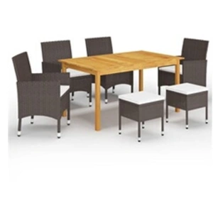vidaXL Ensemble de salle à manger de jardin 7 pcs Marron pas cher