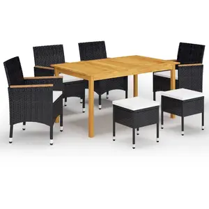 vidaXL Ensemble de salle à manger de jardin 7 pcs Noir pas cher