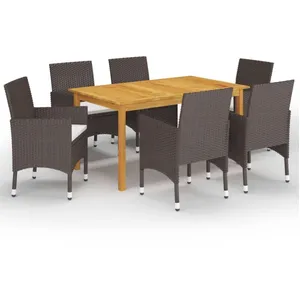 vidaXL Ensemble de salle à manger de jardin 7 pcs Marron pas cher