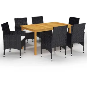 vidaXL Ensemble de salle à manger de jardin 7 pcs Noir pas cher