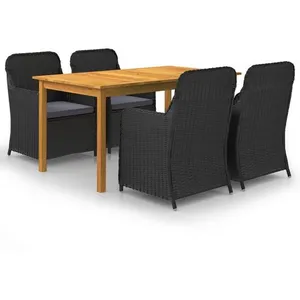 vidaXL Ensemble de salle à manger de jardin 5 pcs Noir pas cher
