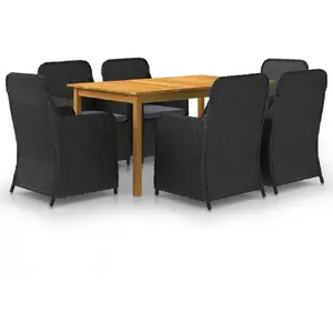 vidaXL Ensemble de salle à manger de jardin 7 pcs Noir pas cher