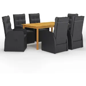 vidaXL Ensemble de salle à manger de jardin 7 pcs Noir pas cher