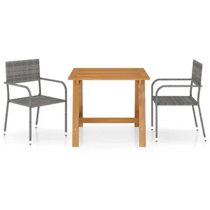 vidaXL Ensemble de salle à manger de jardin 3 pcs Gris