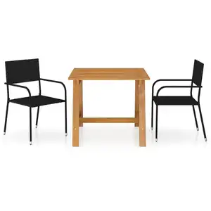 vidaXL Ensemble de salle à manger de jardin 3 pcs Noir pas cher