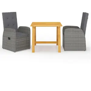 vidaXL Ensemble de salle à manger de jardin 3 pcs Gris pas cher