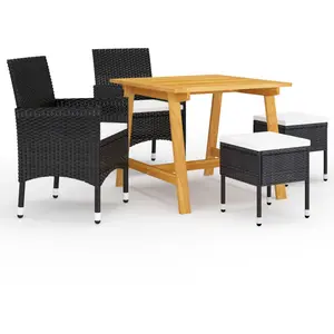 vidaXL Ensemble de salle à manger de jardin 5 pcs Noir pas cher