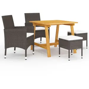 vidaXL Ensemble de salle à manger de jardin 5 pcs Marron pas cher